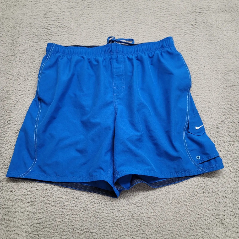 Nike Shorts Mens XXL Blue Lined Swim Shorts Logo Beach Swim Drawstring Outdoors